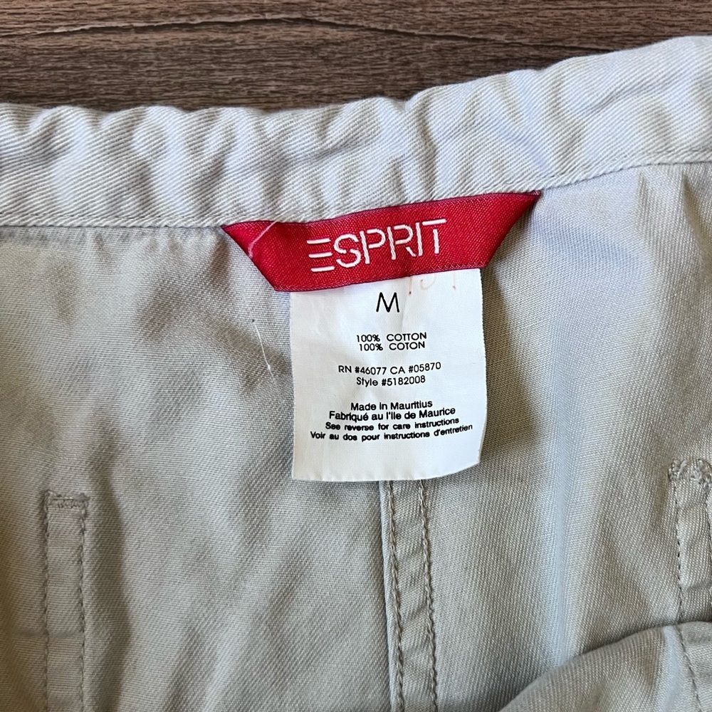 Vintage 90s Y2K Esprit Women's Drawstring Khaki Wide Leg Chino Pants Size Medium - Picture 4 of 6